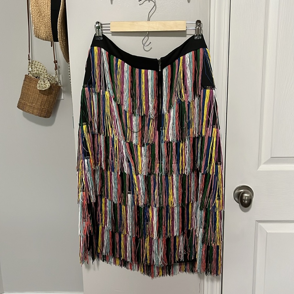 Eloquii Multicolor Fringe Skirt with Pink Accent - Picture 6 of 8